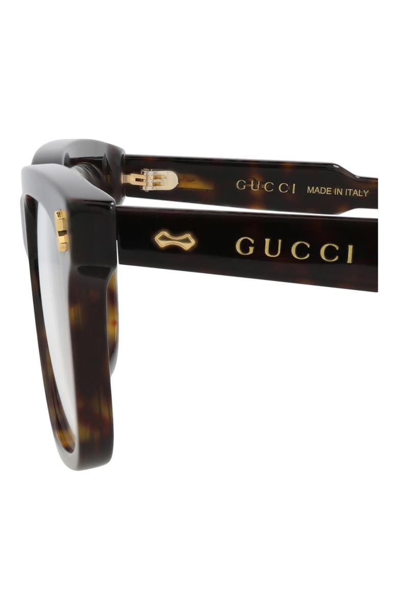 Gucci 52mm Square Optical Glasses, Alternate, color, Havana Havana Transparent
