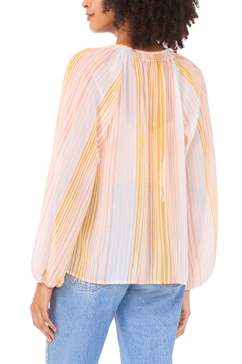 Stripe Split Neck Top, Alternate, color, NEW IVORY