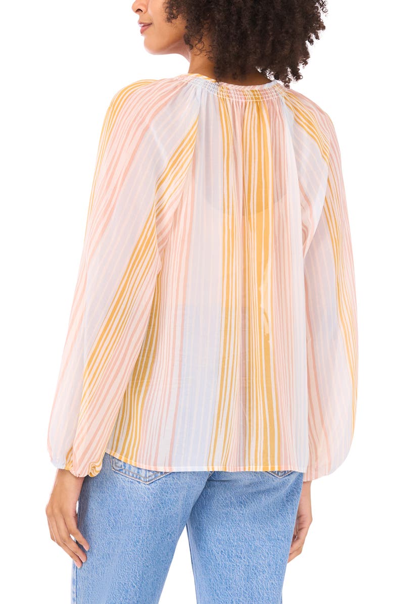 Vince Camuto Stripe Split Neck Top, Alternate, color, New Ivory