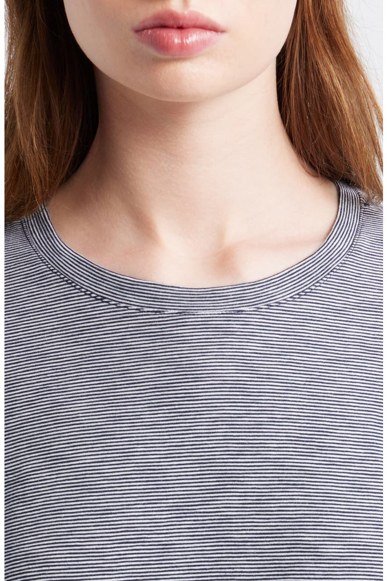 Stripe Boxy Crop Slub T-Shirt, Alternate, color, MIDNIGHT NAVY