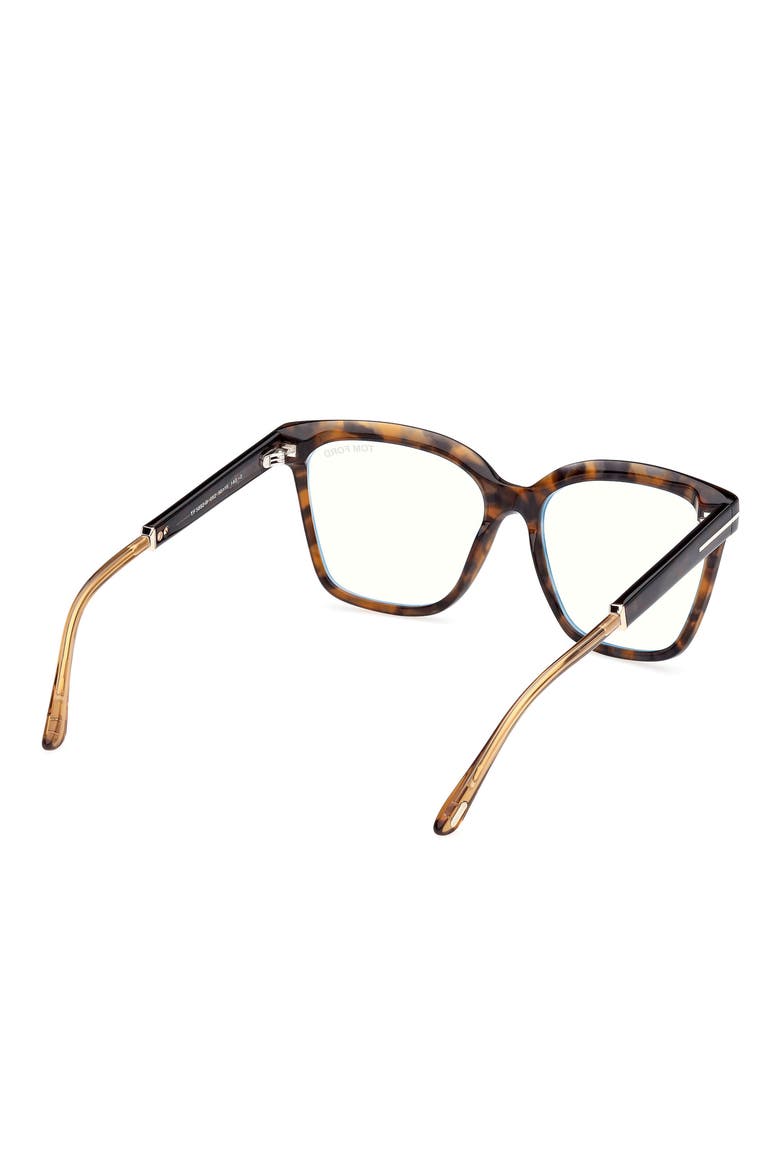 56mm Square Blue Light Blocking Optical Glasses, Alternate, color, HAVANA ROSE GOLD / T LOGO
