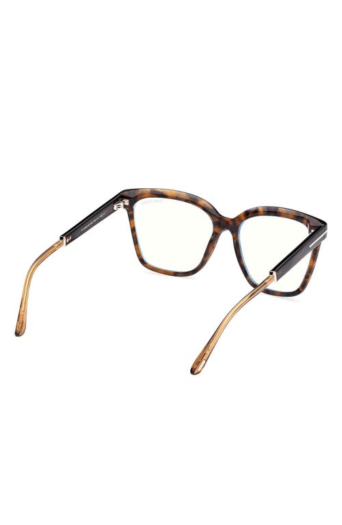 Tom Ford 56mm Square Blue Light Blocking Optical Glasses In Brown