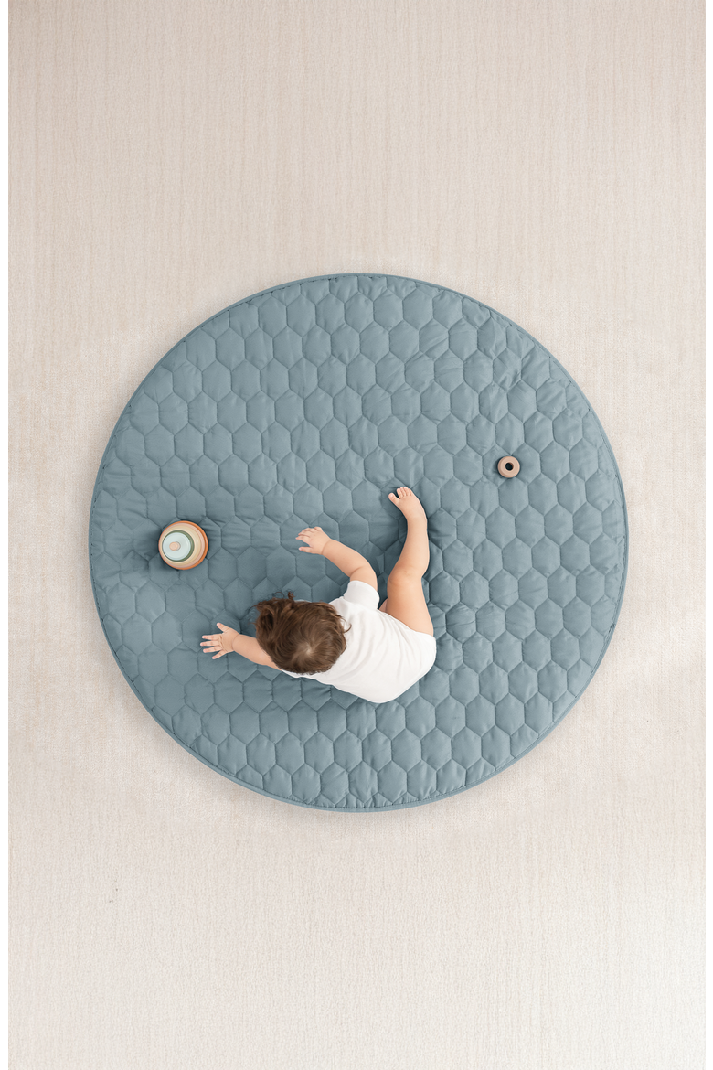 Premium Play Mat with Non-Slip Bottom, Round, Alternate, color, Pacific Blue