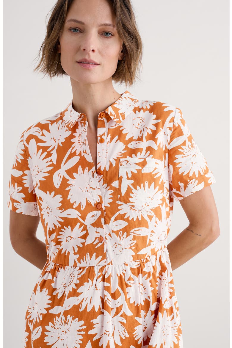 Fleet Daisy Print Organic Cotton Midi Shirtdress, Alternate, color, DAISY SHADOW CUMIN