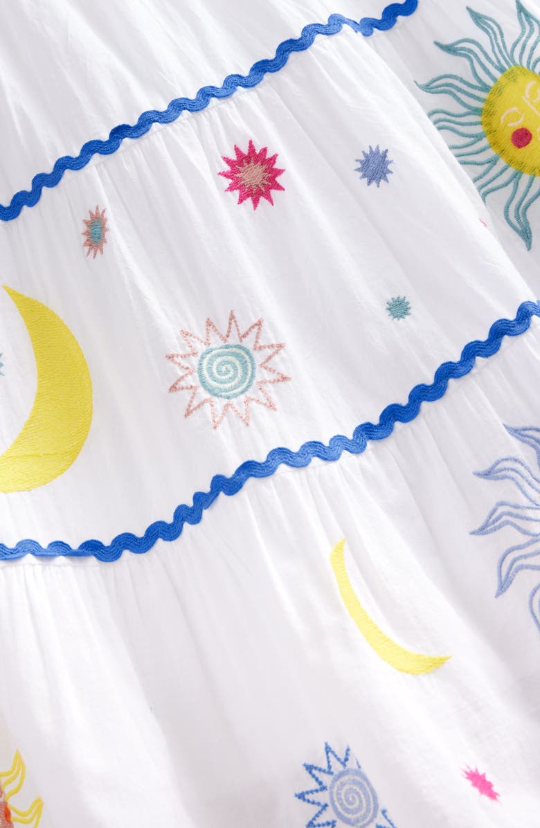 Mini Boden Kids' Celestial Appliqué Tiered Cotton Skirt, Alternate, color, 