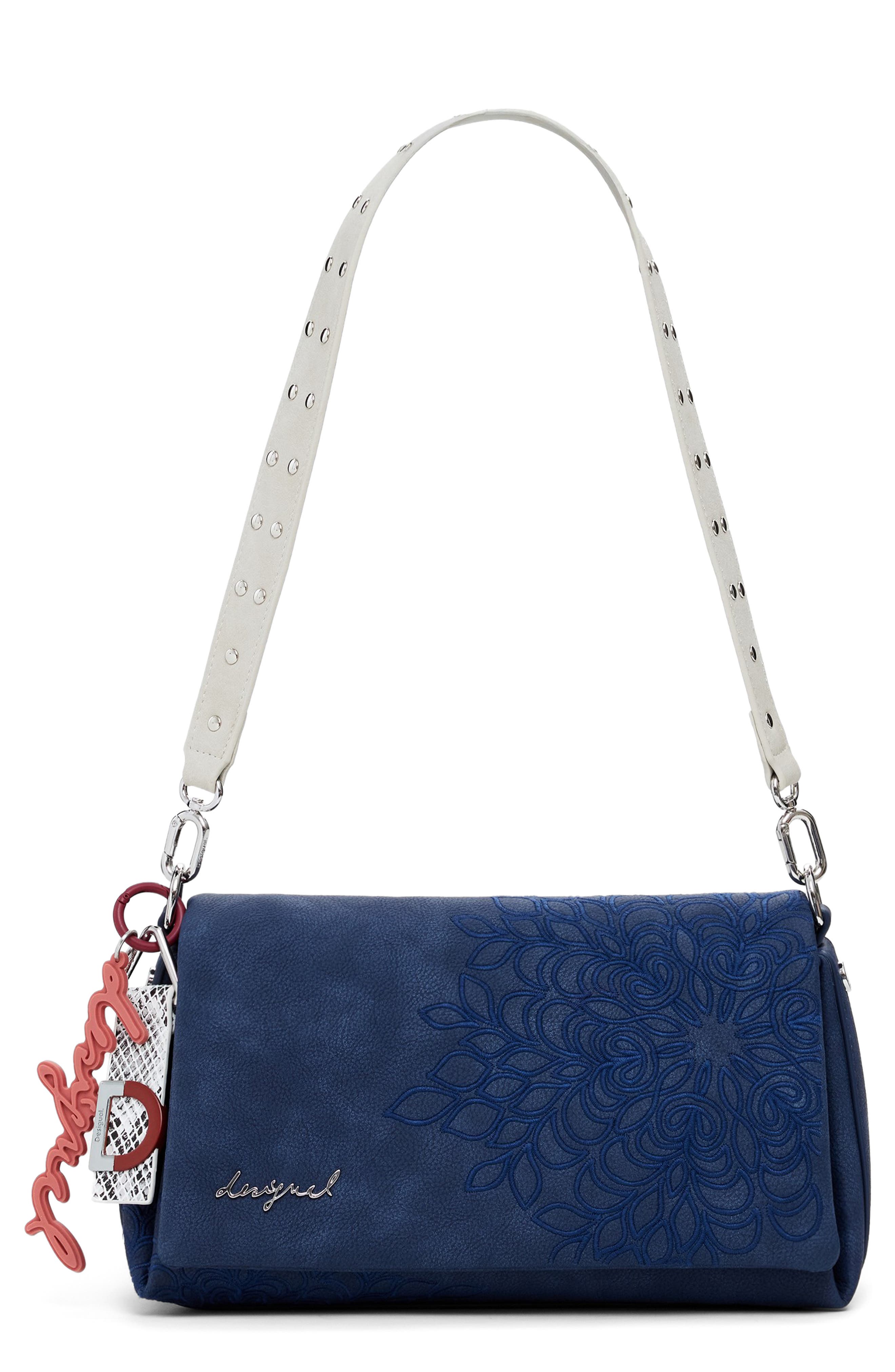Desigual Faux Leather Crossbody Bag, Main, color, Dark Blue