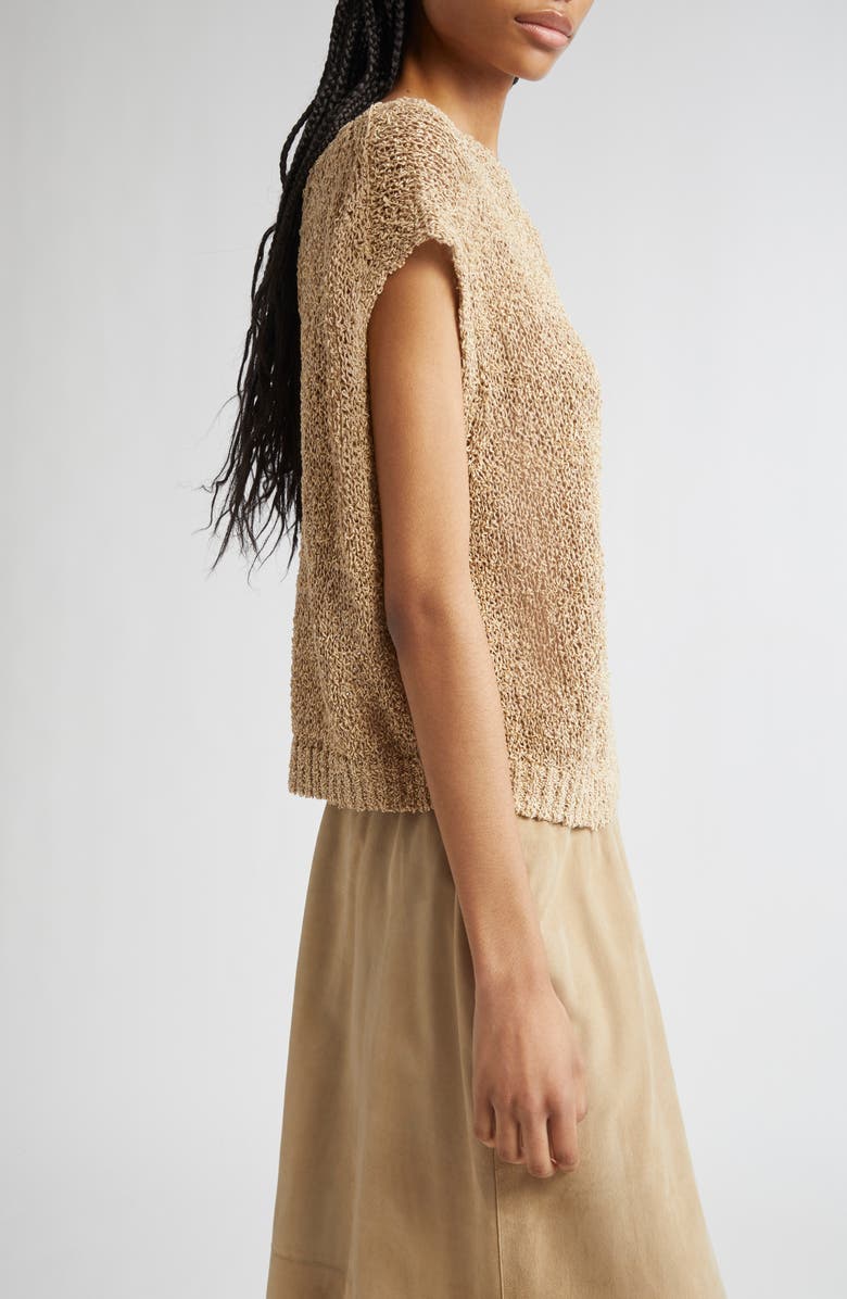 Lafayette 148 New York Loop Open Stitch Cotton & Silk Blend Shell, Alternate, color, Plaster