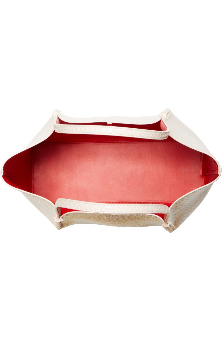 Christian Louboutin Large Cabarock Snakeskin Embossed Patent Leather Tote, Alternate, color, W514 Leche