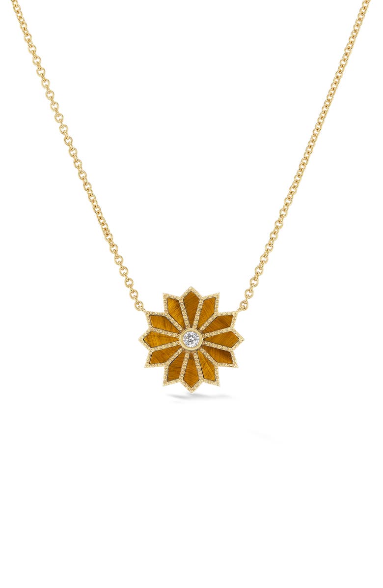 Orly Marcel Mini Sacred Flower Pendant Necklace, Main, color, Brown