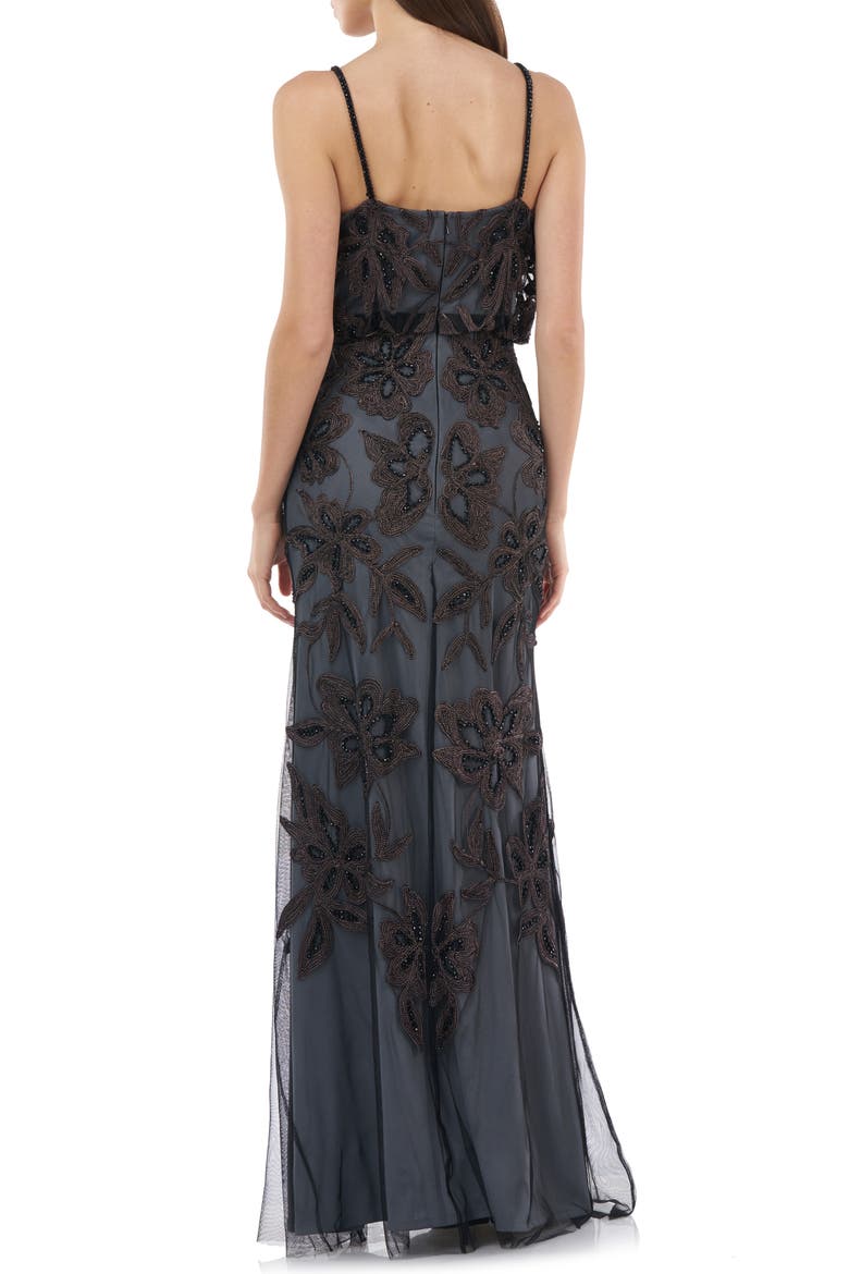 Beaded Blouson Gown, Alternate, color, BLACK/ MISTY LILAC