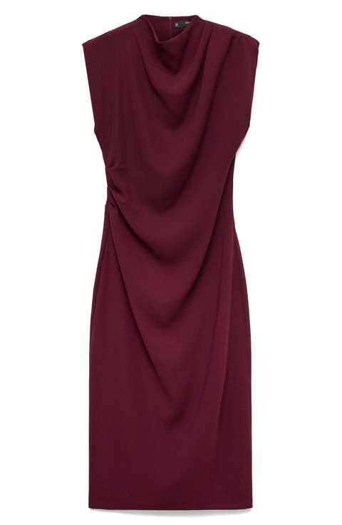 Gathered Crepe Midi Dress