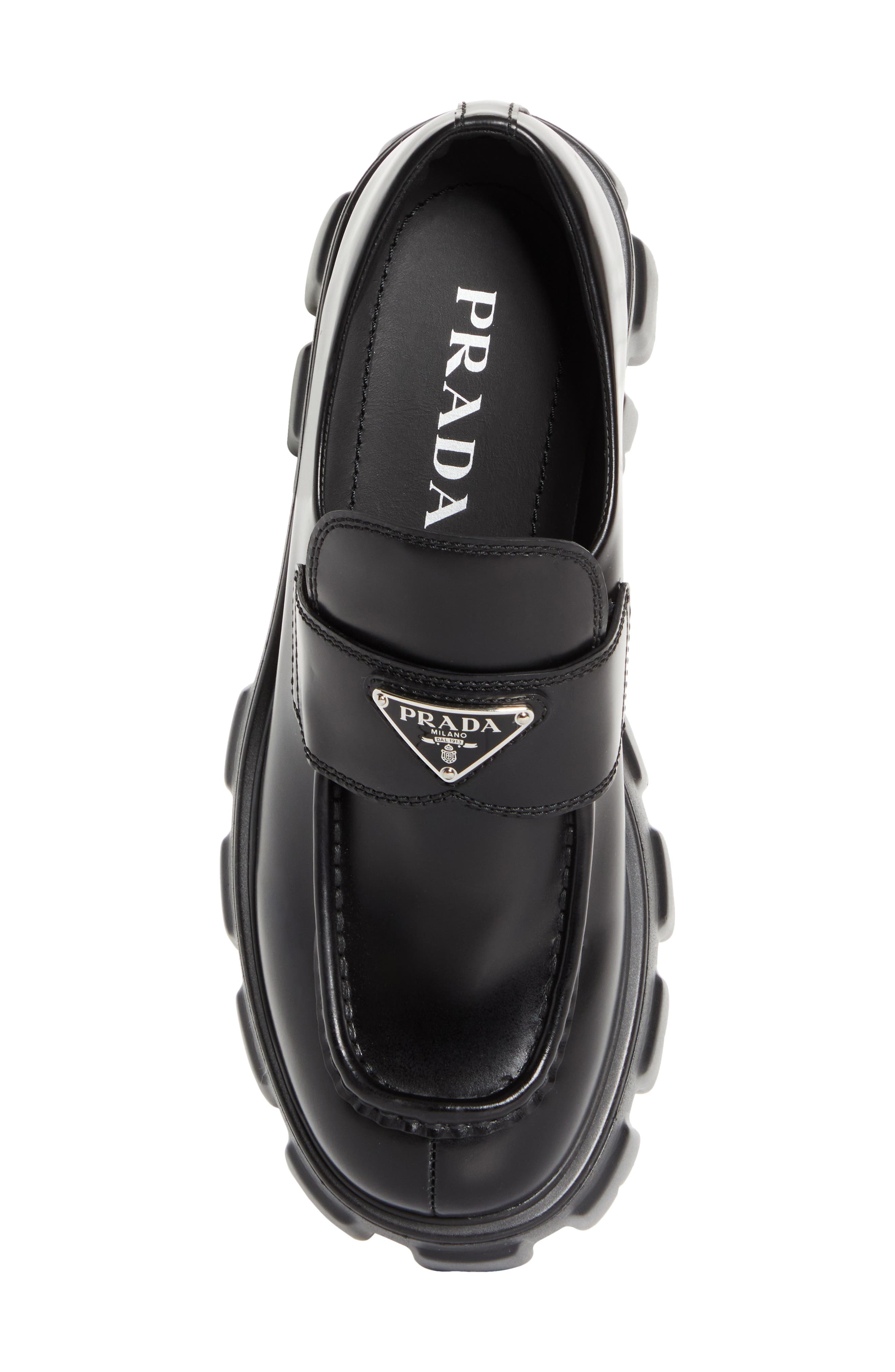 Prada Monolith Lug Sole Loafer, Alternate, color, Nero