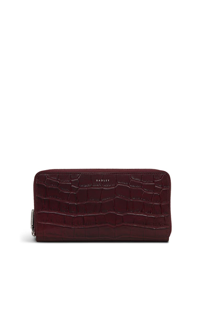 Radley Dukes Place - Faux Croc Large Zip Around Wallet, Main, color, Dark Cherry