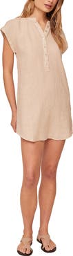 Bella Dahl Cap Sleeve Linen Henley Minidress