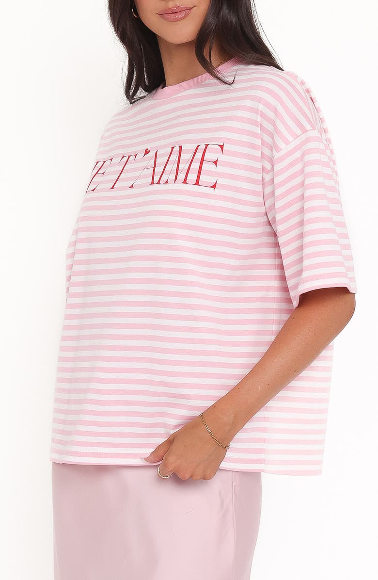 Petal & Pup Marly Oversize Je T'aime Stripe T-Shirt, Alternate, color, Pink Stripe