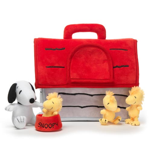 Lambs & Ivy Classic Snoopy Interactive Plush Doghouse With 5 Stuffed Animal Toys In Red