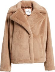 Sam Edelman Notched Lapel Faux Fur Jacket