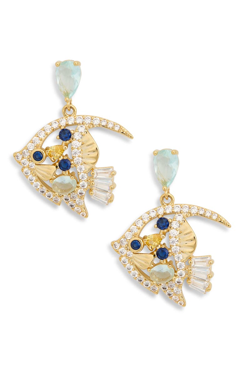 Maria Cubic Zirconia Tropical Fish Drop Earrings, Main, color, GOLD