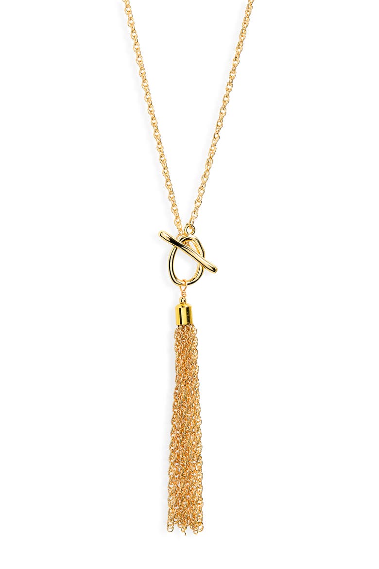 Tassel Pendant Necklace, Main, color, GOLD