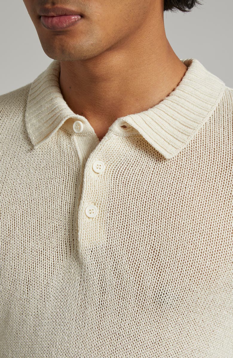 Thom Sweeney Bourette Silk Polo Sweater, Alternate, color, Off White