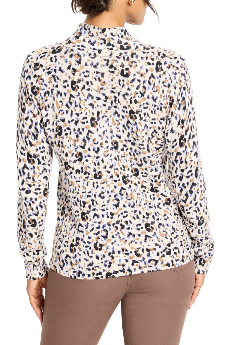 Cheetah Spot V-Neck Cotton Blend Sweater, Alternate, color, NEUTRAL MULTI