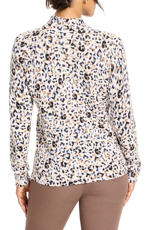 Nic + Zoe Nic+zoe Cheetah Spot V-neck Cotton Blend Sweater In Multi
