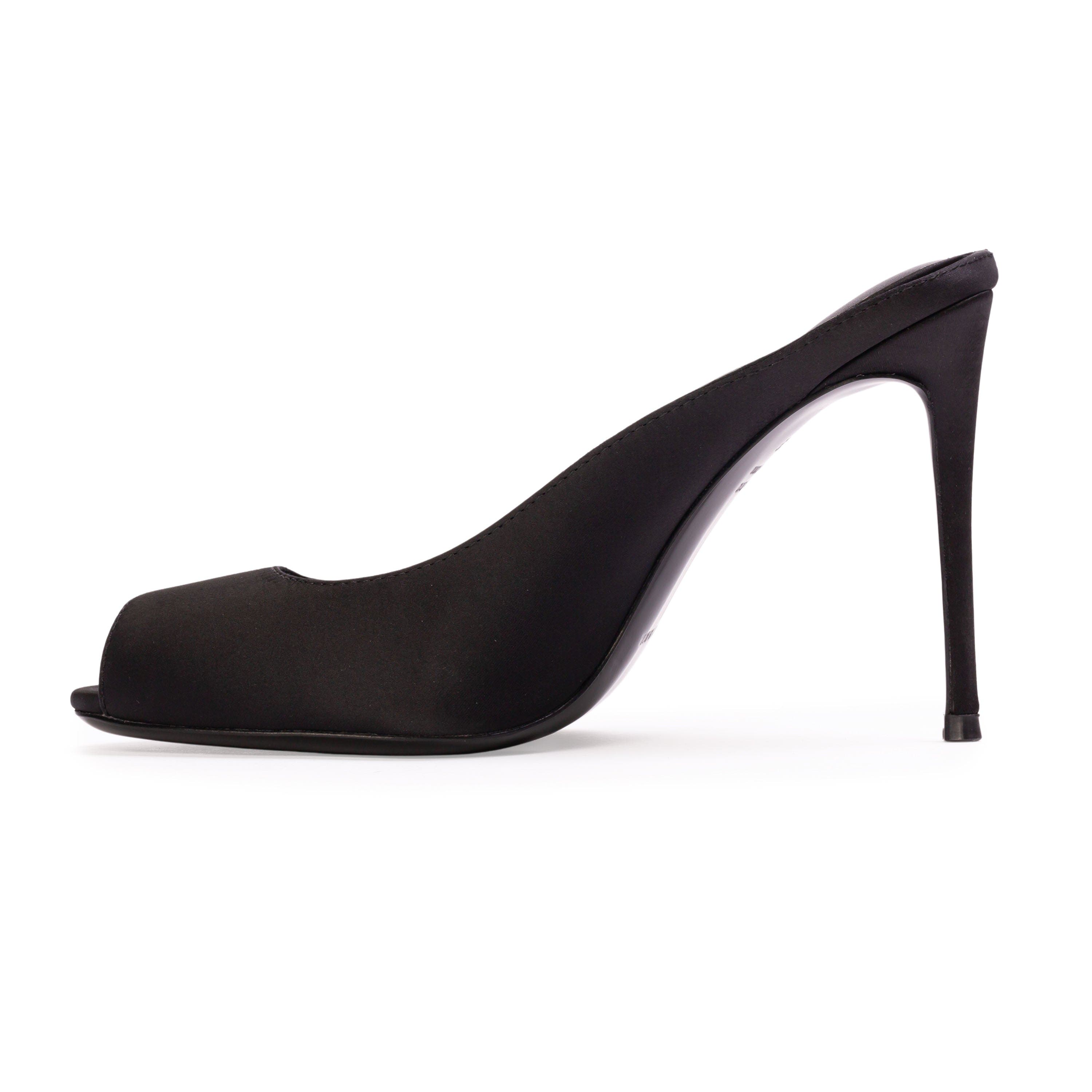 BLACK SUEDE STUDIO Shania 100 Satin Mule, Alternate, color, 
