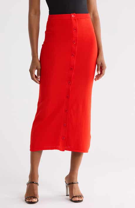 The Button Front Cotton Sweater Skirt