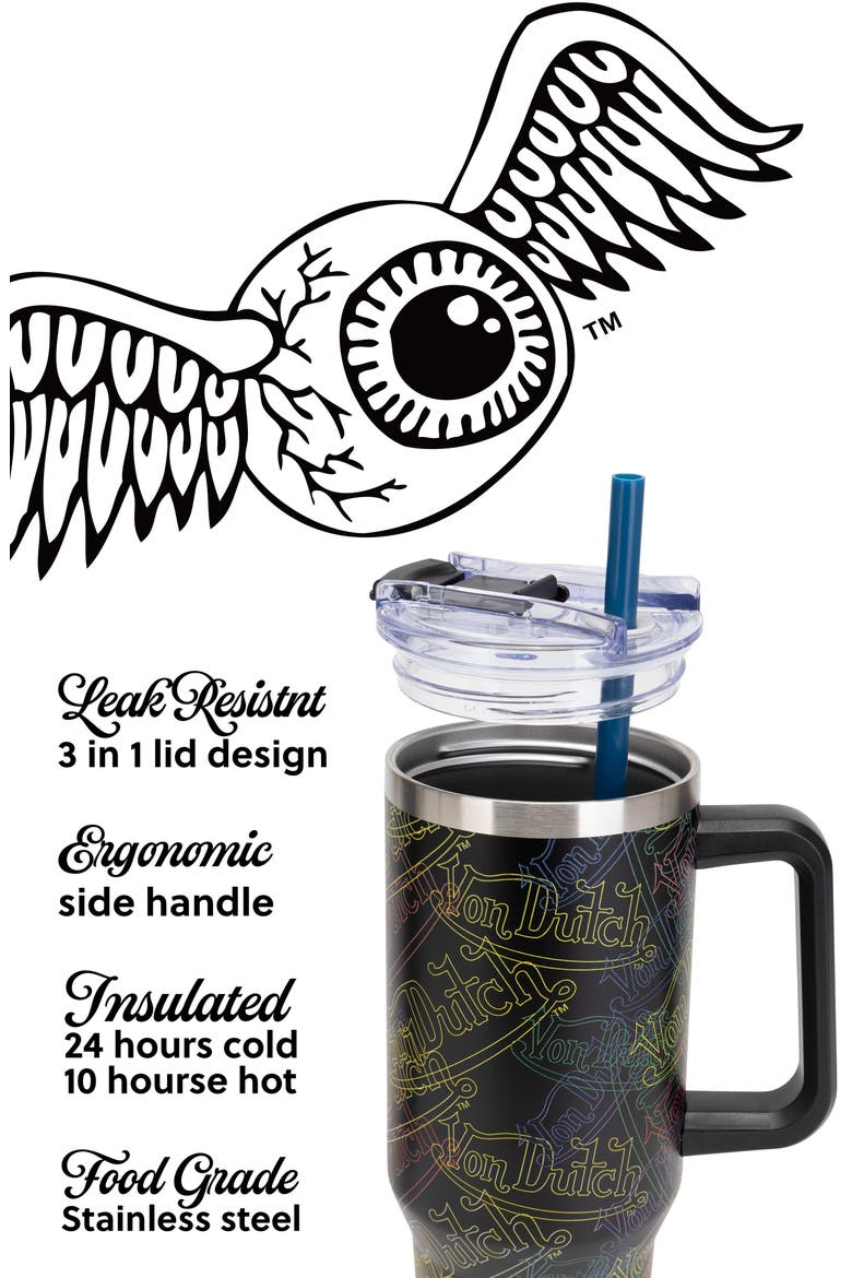 40oz Double Walled Insulated Stainless Steel Tumbler, Alternate, color, Neon Logo