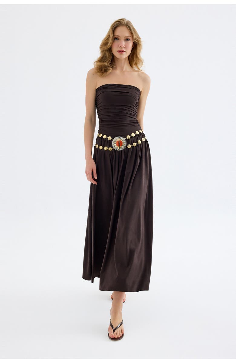 Monlicia Aluna Strapless Maxi Dress, Alternate, color, Brown