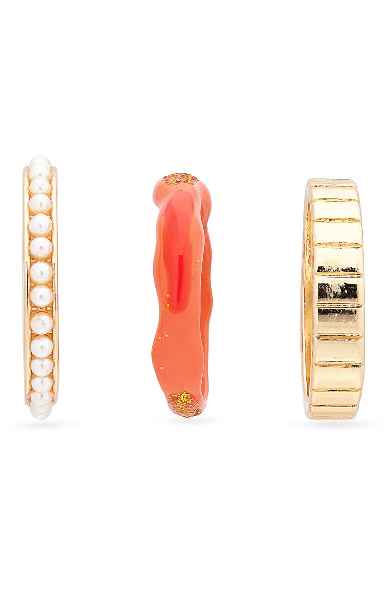 Leith Set of 3 Mixed Rings, Alternate, color, Orange Multi- Gold