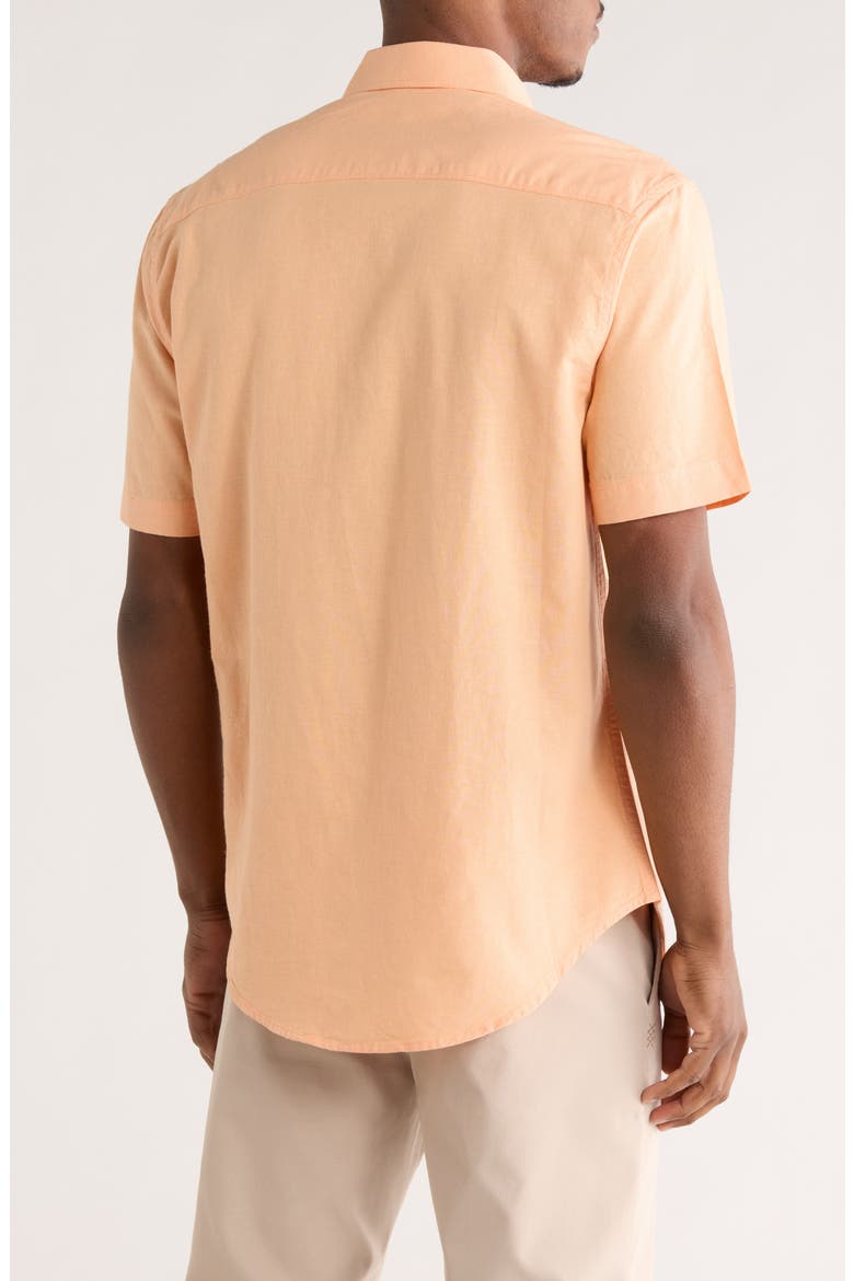 Aarav Short Sleeve Button-Up Shirt, Alternate, color, PEACH