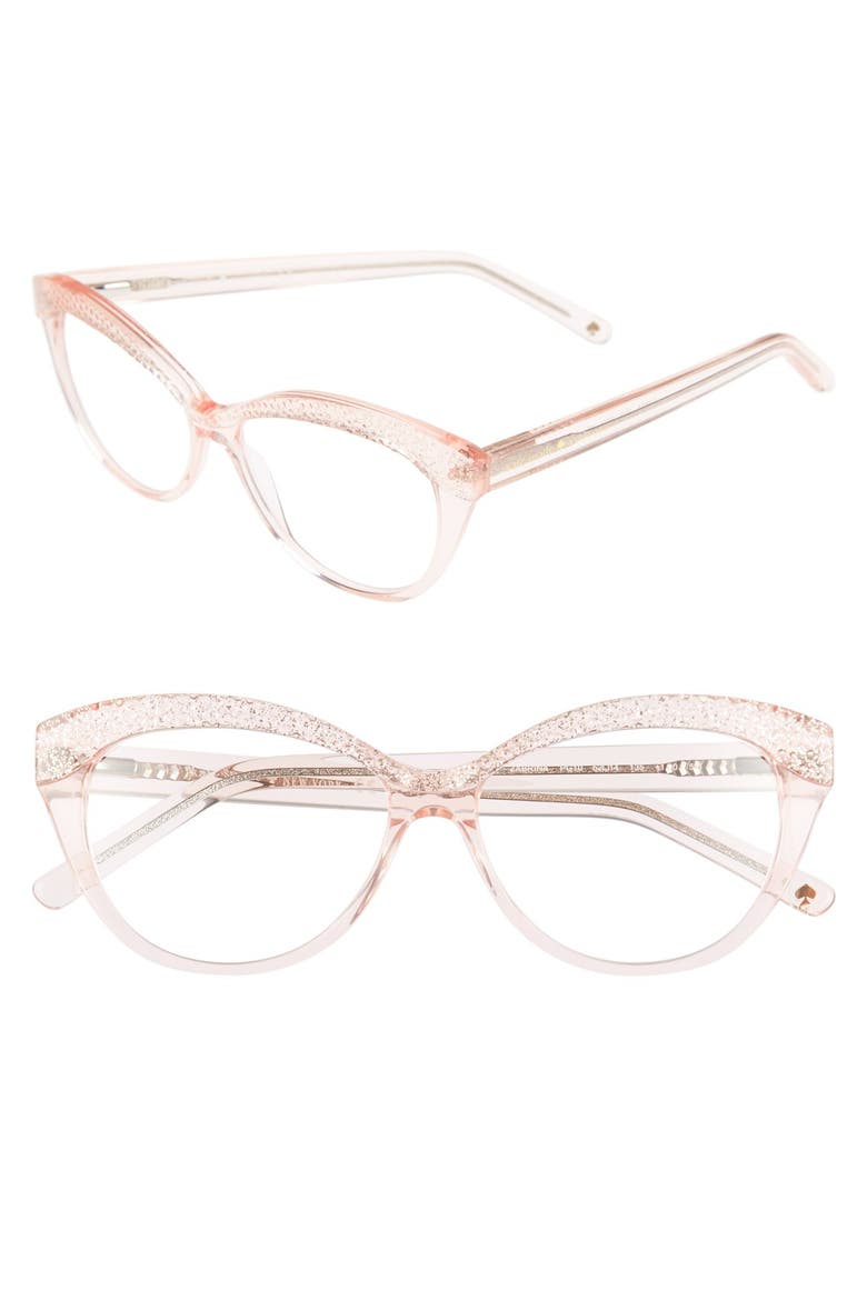 'zabrina' 52mm reading glassesÂ, Main, color, TRANSPARENT PINK GLITTER