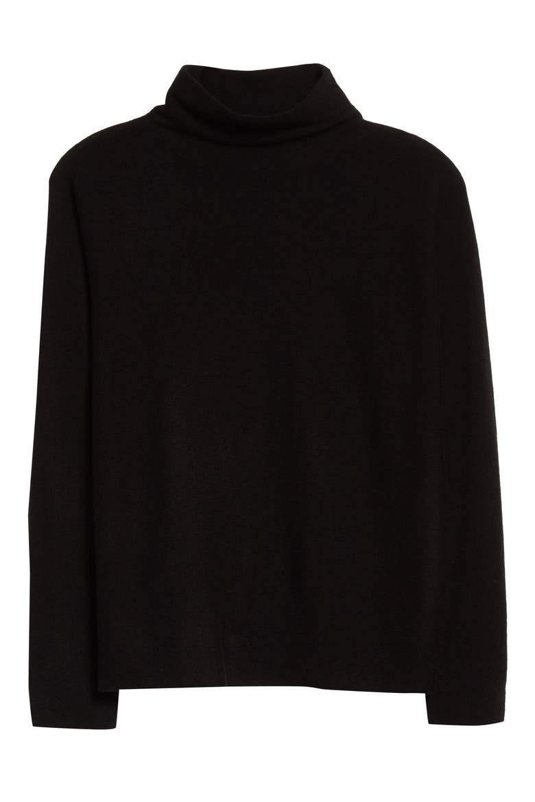 Trimless Wool & Cashmere Mock Neck Sweater, Alternate, color, BLACK