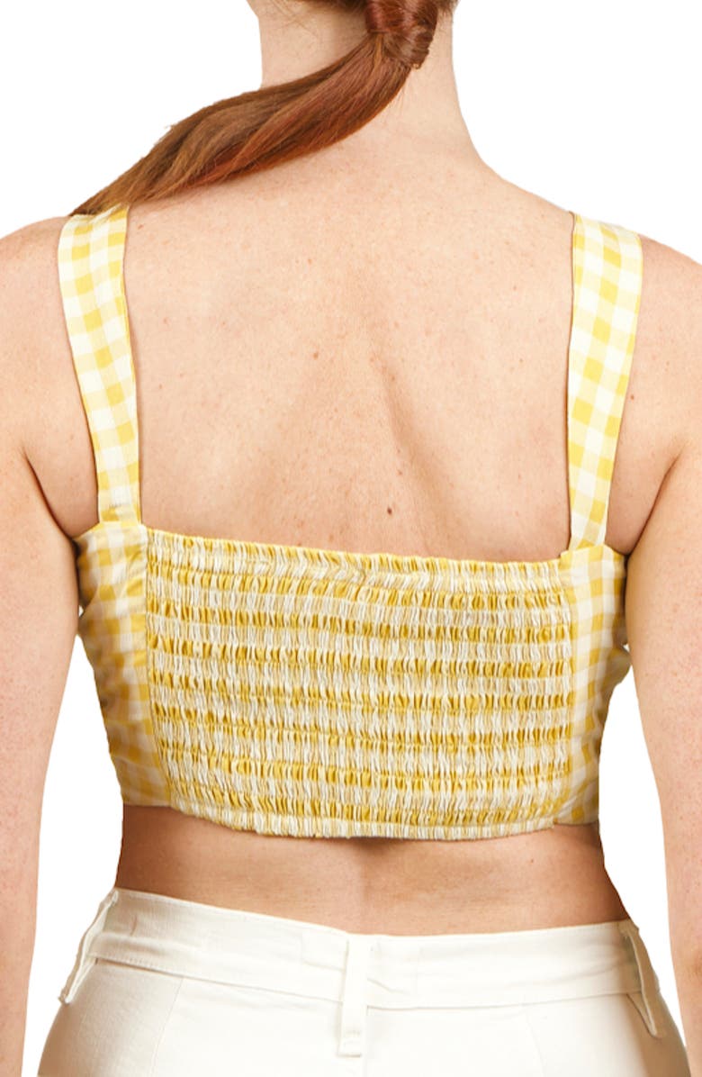 NIKKI LUND Gingham Tie Front Crop Tank, Alternate, color, Light Pastel Yellow