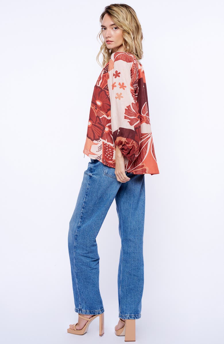 CIEBON Gefina Floral Print Woven Shirt, Alternate, color, Brown Multi