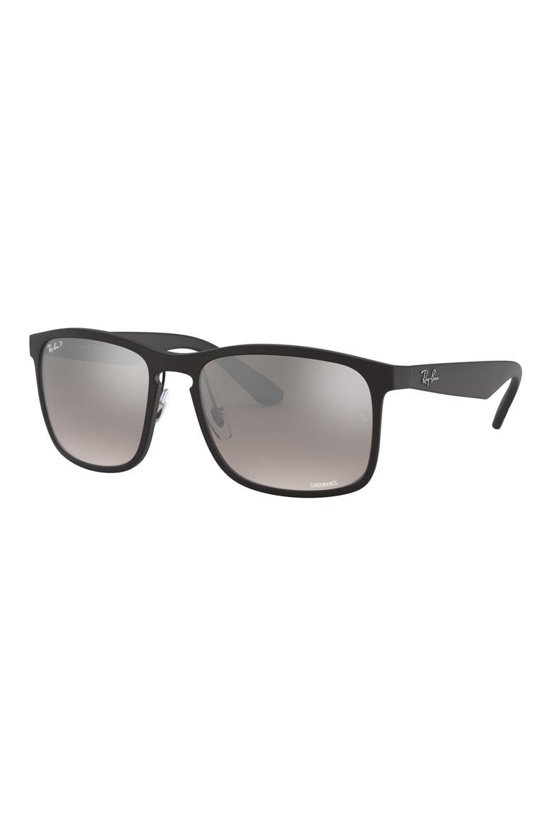 Tech 62mm Polarized Wayfarer Sunglasses, Alternate, color, MAT BLACK/BLUEGOLD MIRROR GRAD