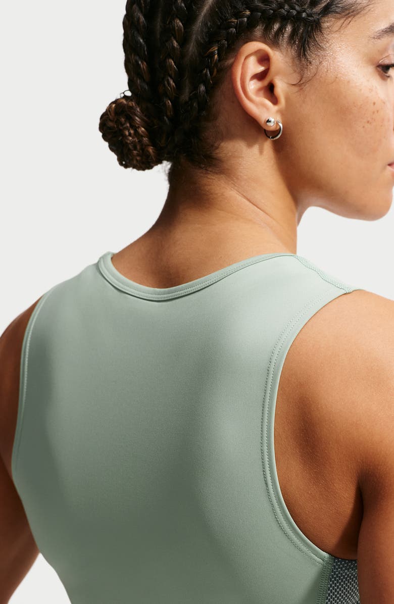 Nike Pro Dri-FIT Crop Tank, Alternate, color, Steam/ Barely Green/ White