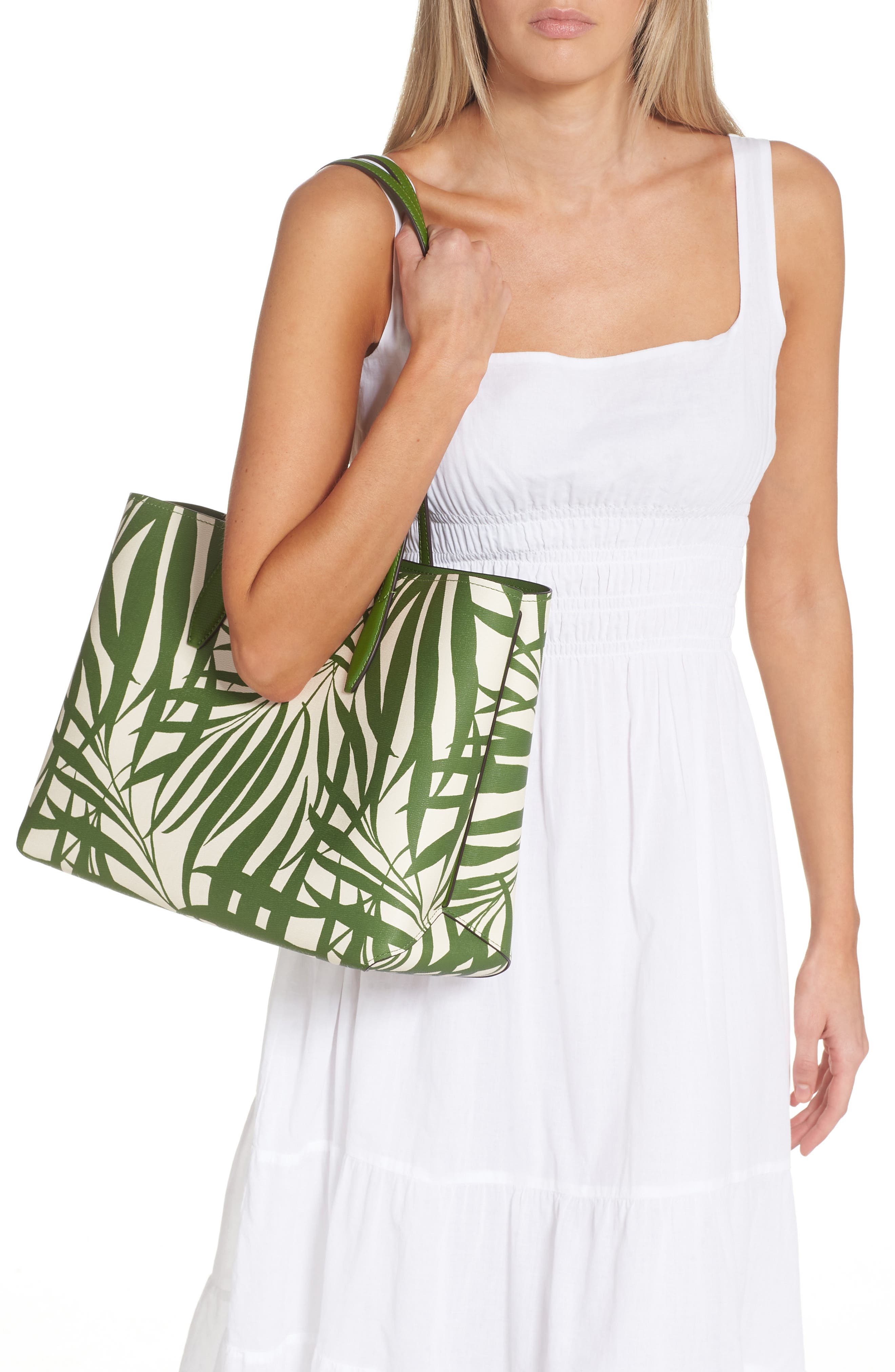 Kate Spade New York all day palm fronds tote bag, Alternate, color, 