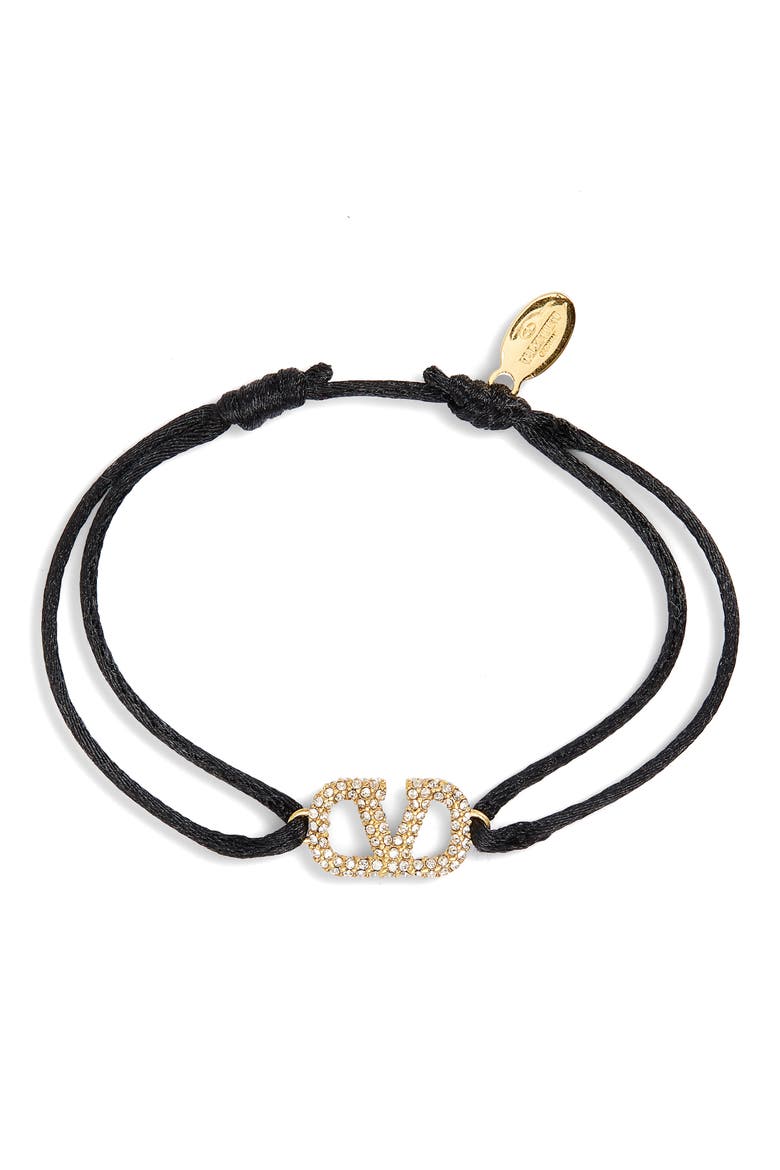 VLOGO Signature Crystal Cord Bracelet, Main, color, NERO/ CRYSTAL SILVER SHADE
