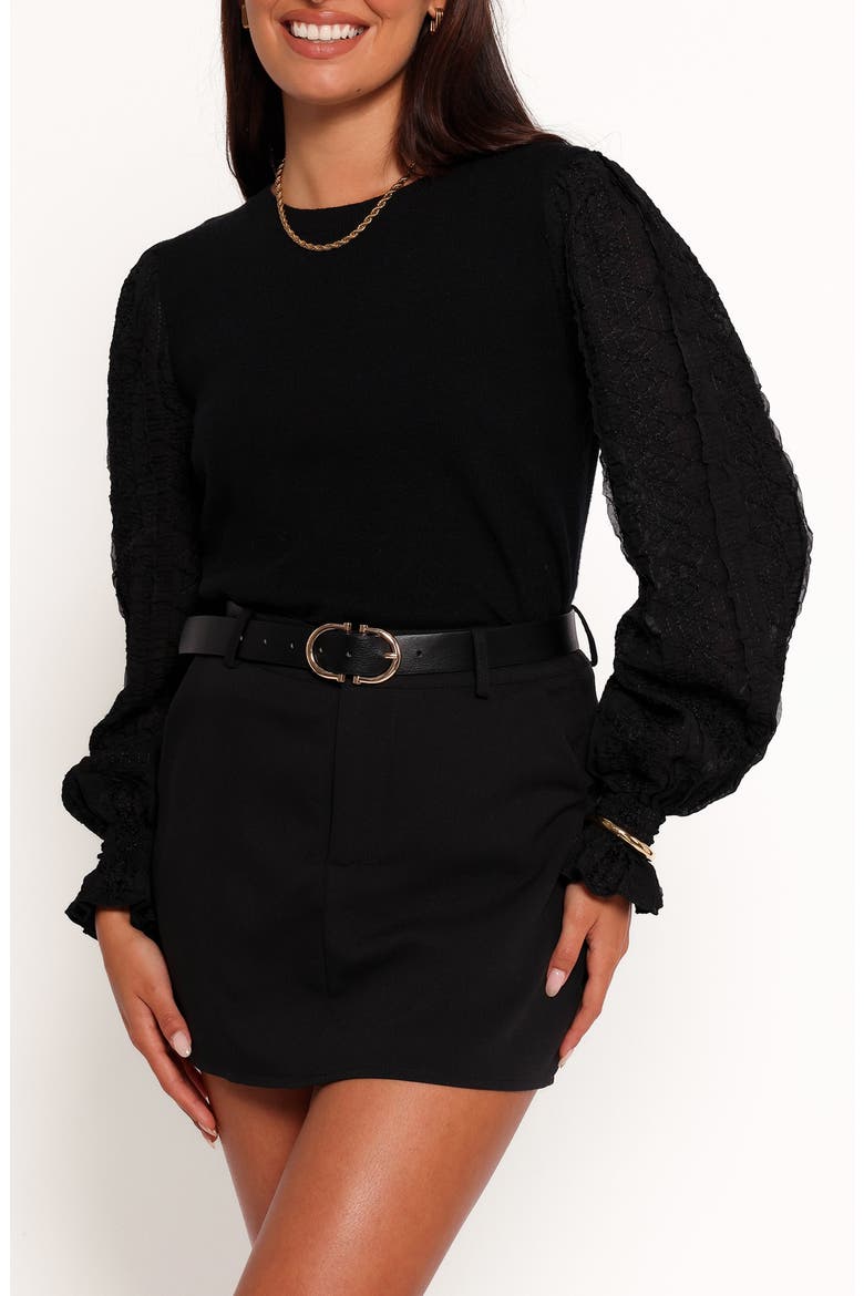 Misah Mixed Media Top, Main, color, BLACK