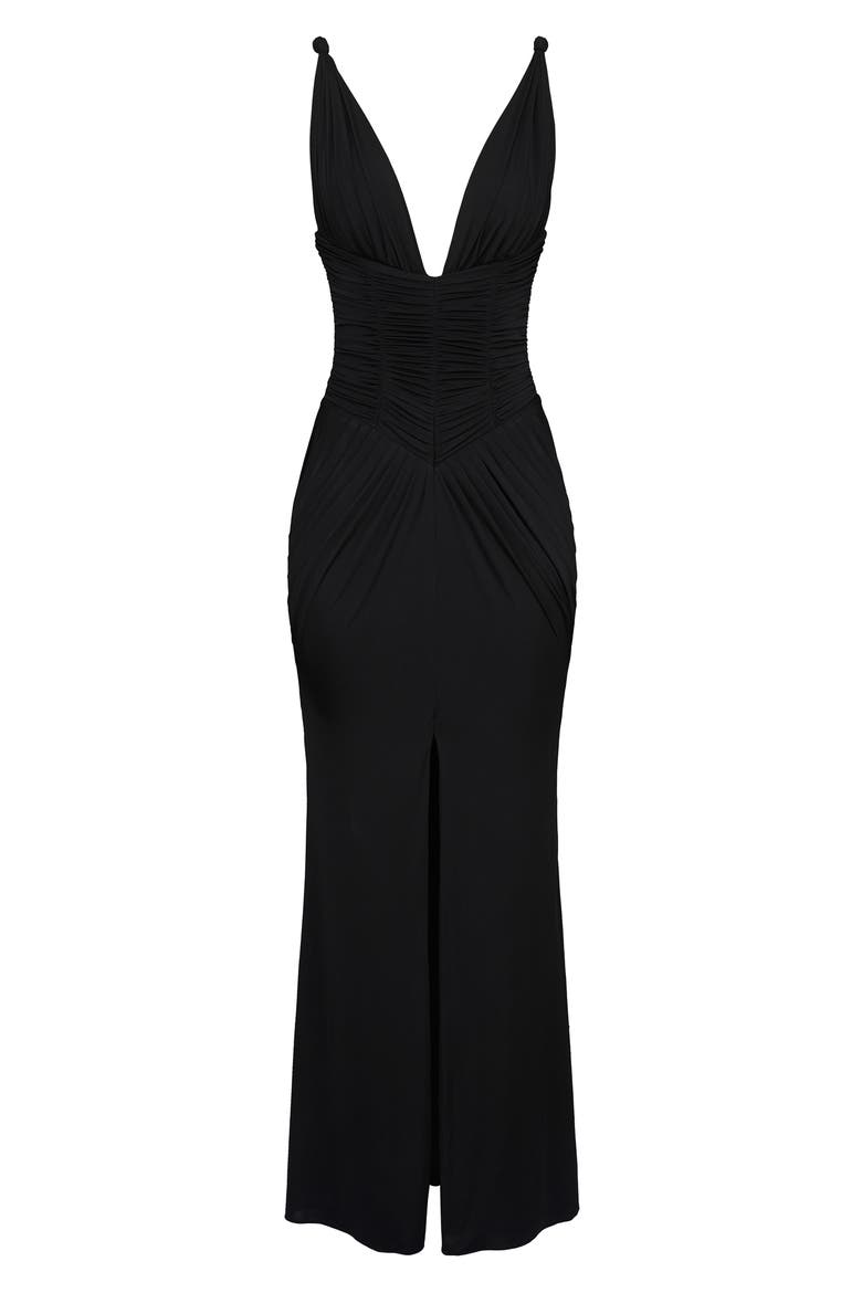 Tabitha Liquid Soft Jersey Plunge Neck Gown, Alternate, color, BLACK