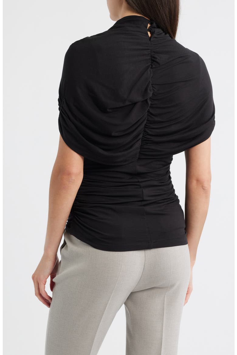 Zuri Ruched Mock Neck Knit Top, Alternate, color, BLACK