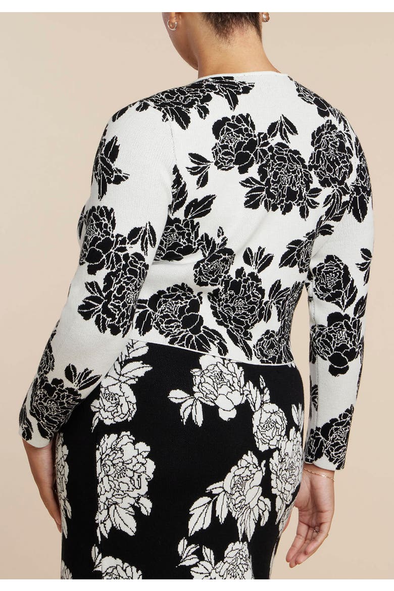 Intarsia Cardigan, Alternate, color, BLACK WHITE BLOSSOMS