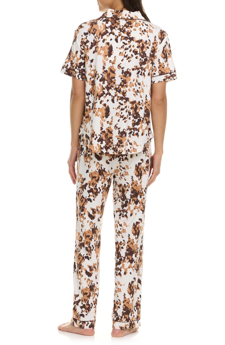 Flora By Flora Nikrooz Gabriella Short Sleeve Button-Up Shirt & Pants Pajamas, Alternate, color, Choc