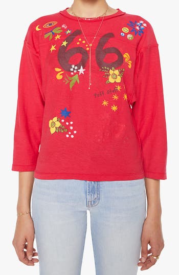 Mother The Footballer Long Sleeve T-shirt In Red
