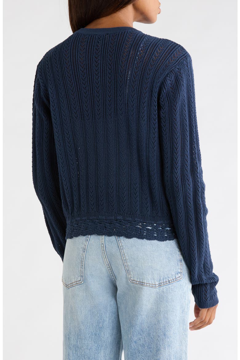 Lillibeth Pointelle Stitch Cotton Cardigan, Alternate, color, MOODY BLUE