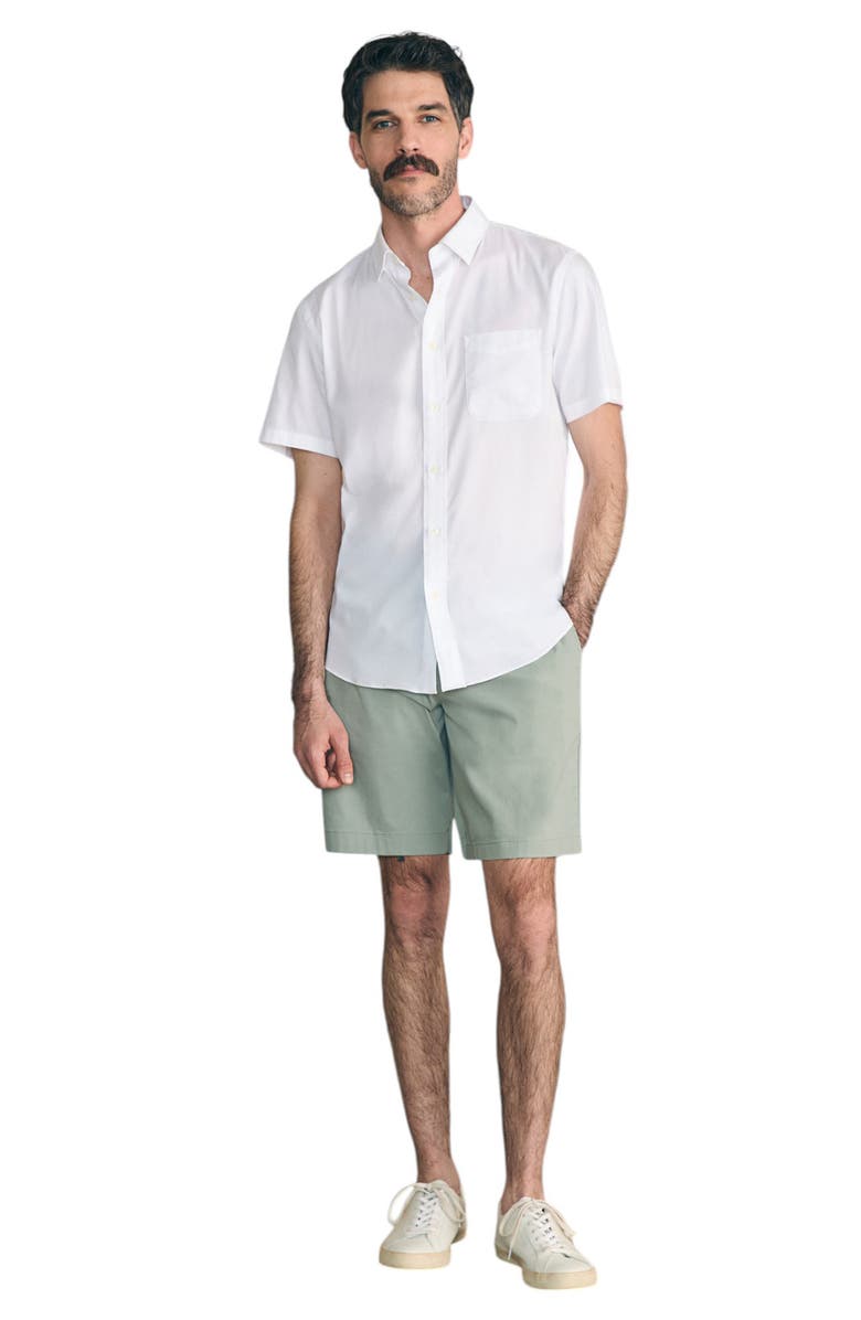 Faherty Movement Short Sleeve Button-Up Shirt, Alternate, color, Cloud White