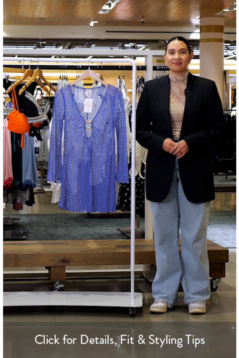 Metallic Long Sleeve Sheer Cover-Up Dress video