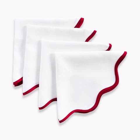 Linen Dinner Napkins - Giselle Scallop Edge, 20 Round